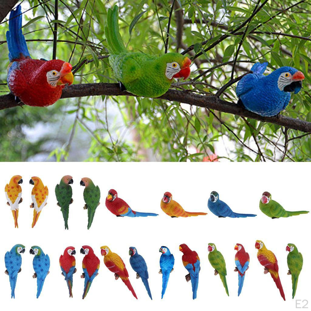 Feathered Birds, Resin Parrot Statues Landscape Animal Ornaments Crafts, Garden & Yard Decoration -