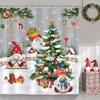 Christmas Gnomes Shower Curtain with Grey Xmas Tree Pine Pattern, Waterproof Winter Holiday Bathroom Decor for Gift Idea