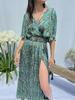 2023 Summer V-Neck Belted Print Long Dress