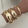 Exaggerated Metal Smooth Irregular Bracelet for Women Vintage Geometric Big Chunky Wide Cuff Bangle Hip Hop Punk Jewelry Gift
