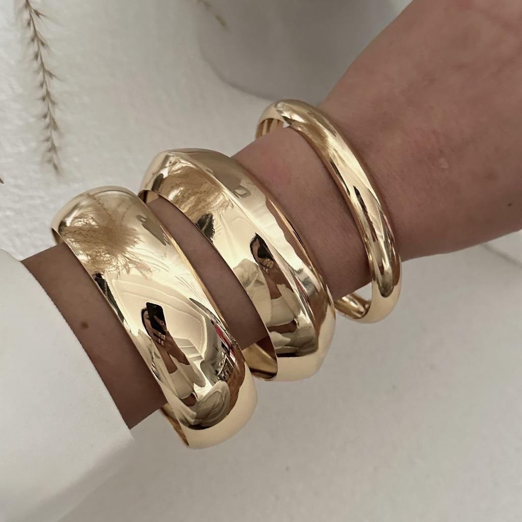Exaggerated Metal Smooth Irregular Bracelet for Women Vintage Geometric Big Chunky Wide Cuff Bangle Hip Hop Punk Jewelry Gift