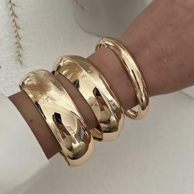Exaggerated Metal Smooth Irregular Bracelet for Women Vintage Geometric Big Chunky Wide Cuff Bangle Hip Hop Punk Jewelry Gift