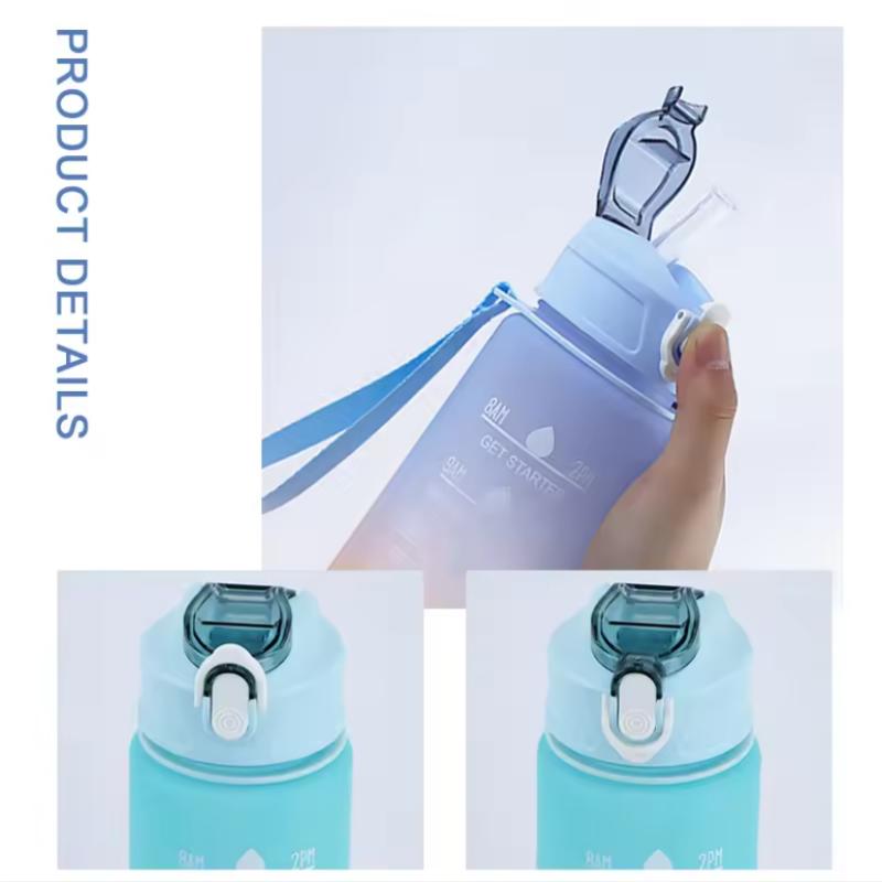 750ML Sports Water Bottle with Time Marker Leak-proof Cup Motivational Portable Water Bottle for Outdoor Sport Fitness BPA Free