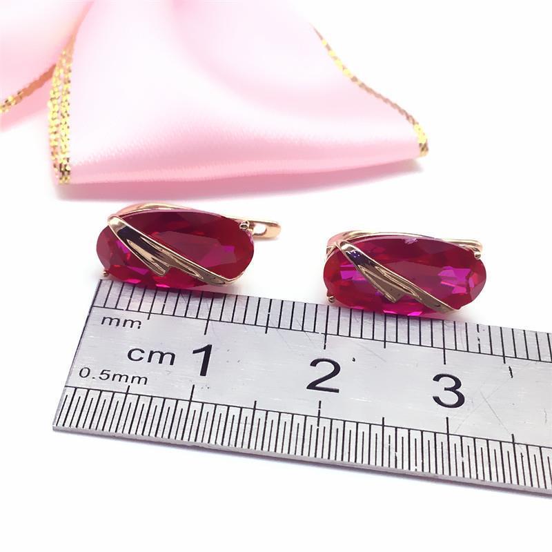 Purple Gold Diamond Coffee Oval Earrings Femininity Rose Gold Plated Color Gold Earrings