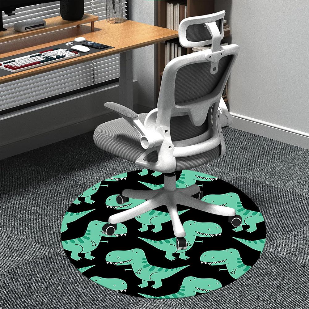 1 Stück Büro-Rundteppich mit Dino-Muster, Indoor-Matte geeignet für Büro, unter Bürostühlen, Schlafzimmer, Wohnzimmer, Heimdekoration, Raumdekoration, n52