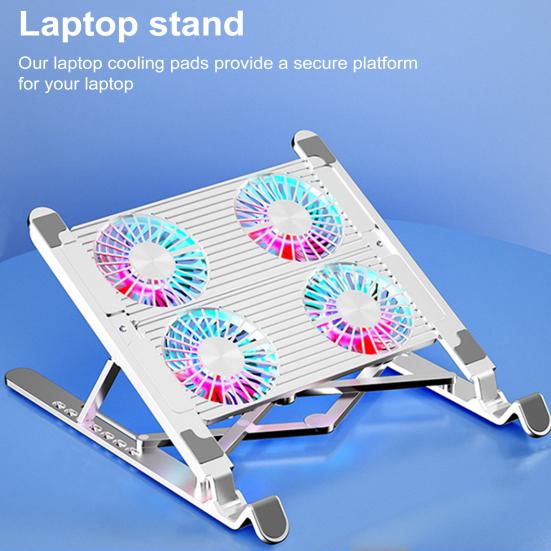 Chladicí podložka pro notebook 2/4 tiché ventilátory Výškově nastavitelné RGB Skládací hliníková slitina Počítačový chladič Stojan Držák chladiče PC Příslušenství