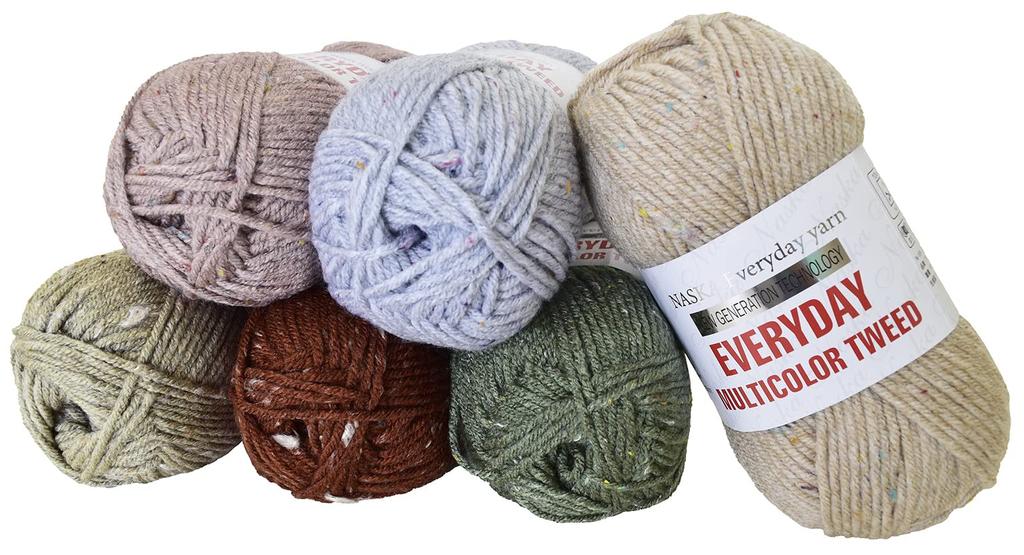 NASKA Yarn Everyday Tweed Medium Thickness Beige 100g 165m 5 Balls Set Hand-knitted Multi-Color COL.302 Approx. N-109