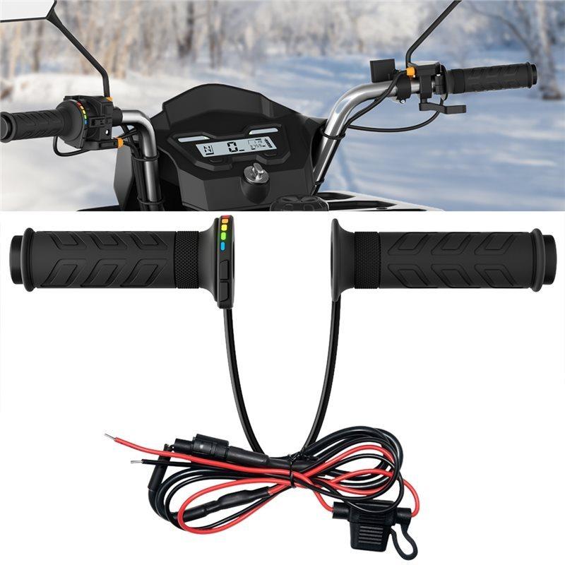 Motorcycle Heated Grips,1 Pair Universal 12V 22Mm Electric Heating Handle Adjustable Temperature,For Motorbikes