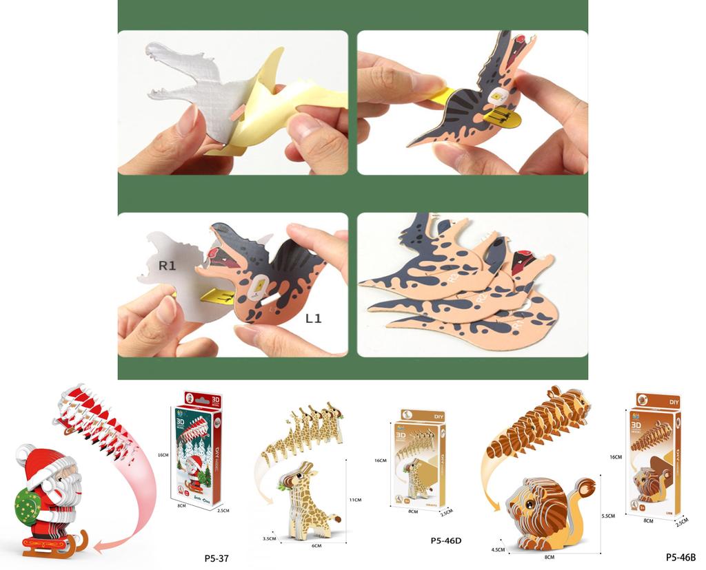 Colorful Cartoon Dinosaur 3d Puzzle Toy For Kids Creative Diy Paper Model Fun