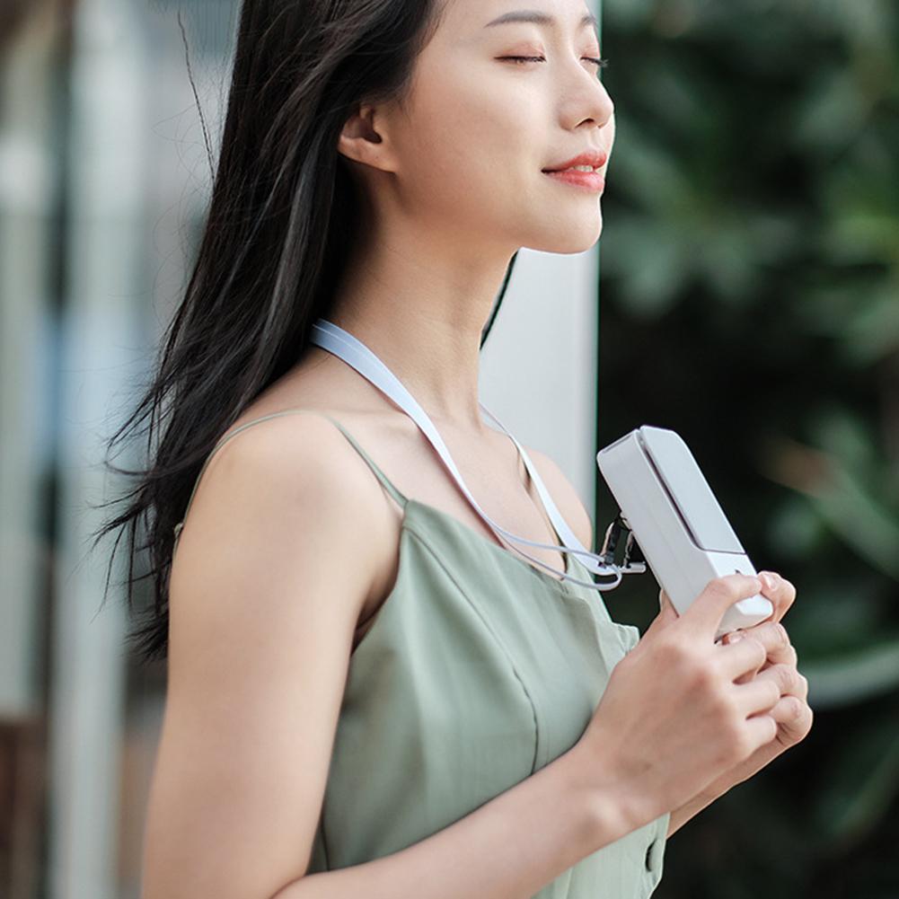 Kleiner elektrischer Ventilator USB wiederaufladbar Tragbarer Luftkühler 3 Windgeschwindigkeiten Starker Wind Bladeless Ventilator für Sommer Angeln Klettern