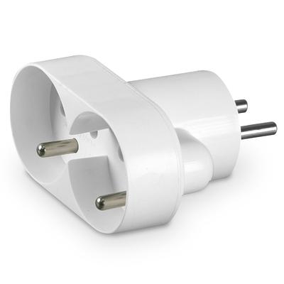 2-vägs rund uttagssplitter med jordning, vit - ON-R-270