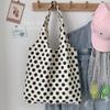 2025 Nordic Polka Dot Canvas Tote Bag - Japanese & Korean Style for College Students