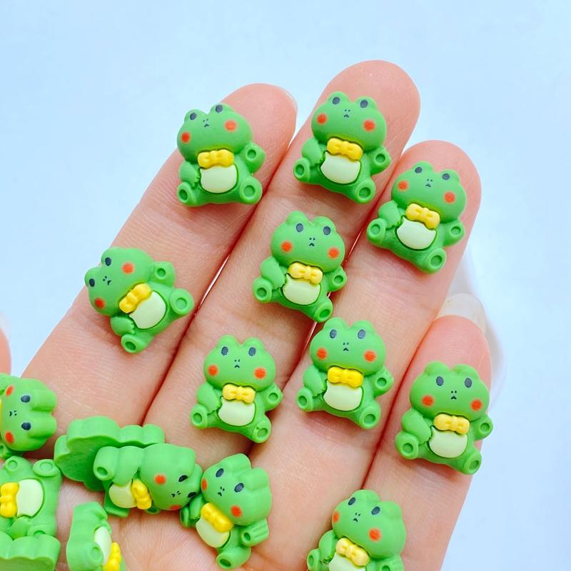 20Pcs New Cute Resin 12*13mm Mini Cartoon Frog Series Flat Back Fit Phone Deco Parts Embellishments for Hair Bows Accessories