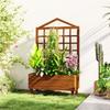 Garden Planters With Trellis For Vine Climbing Distressed Wooden Raised Beds 90x43x150cm Brown