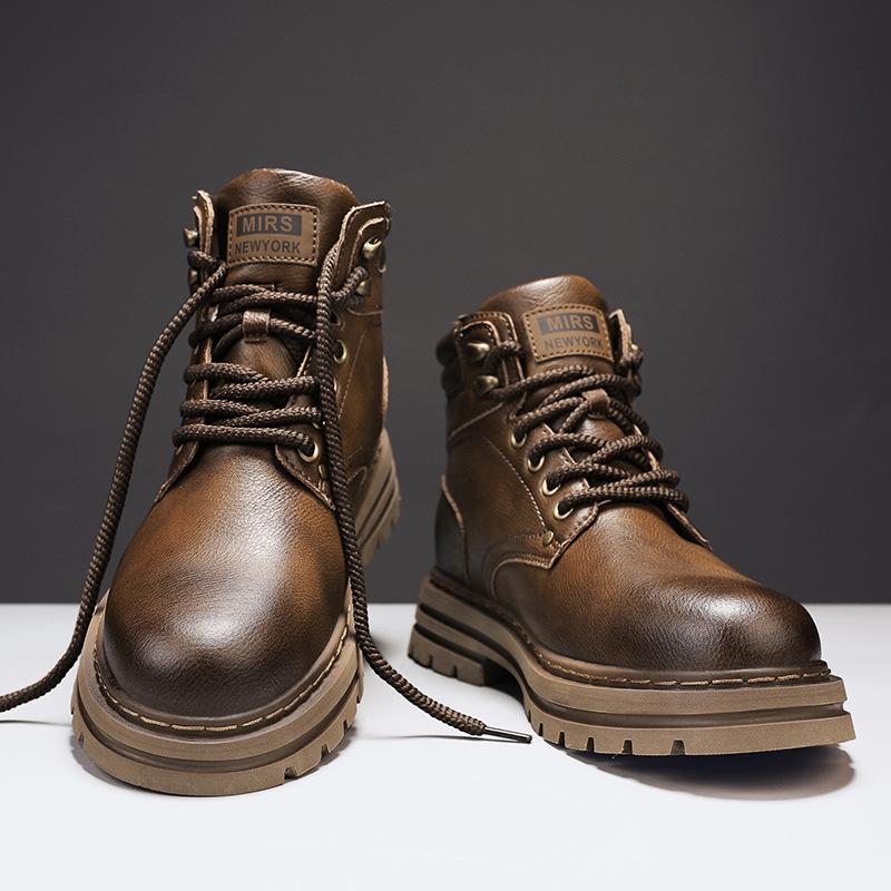Martin boots shoes men's rhubarb boots autumn and winter high-top tooling shoes men's waterproof and non-slip boots men's