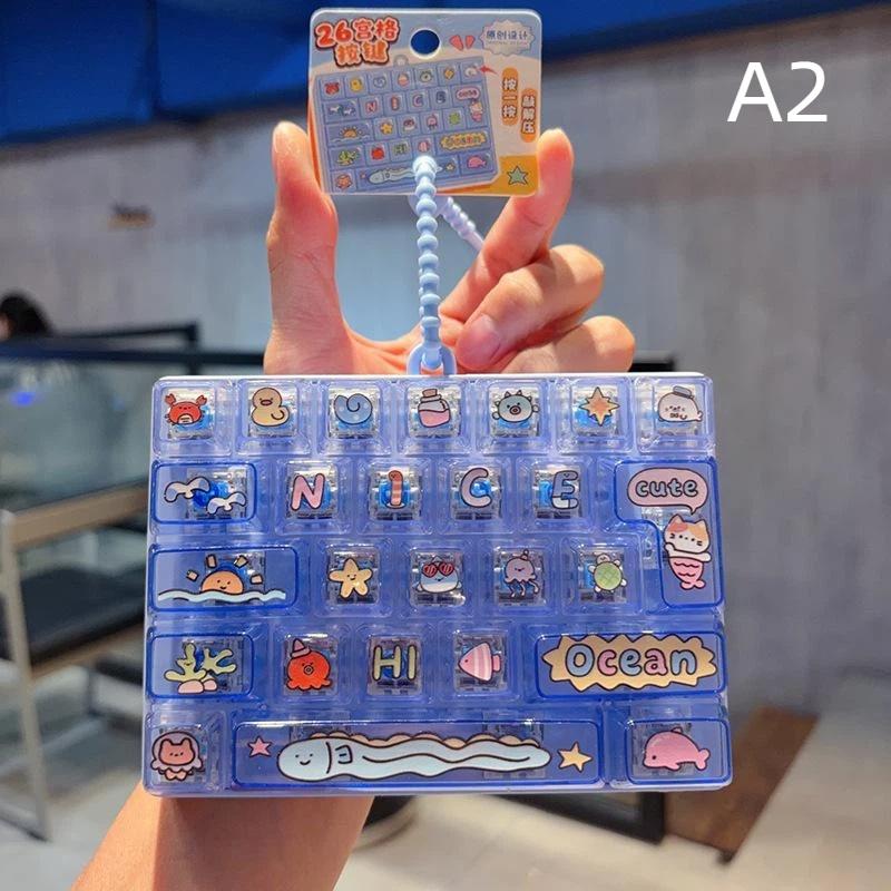 Mini Keyboard Keychain 26 Grids Creative Sea View Pendant Funny Decor for Key Ring Children's Day Gift