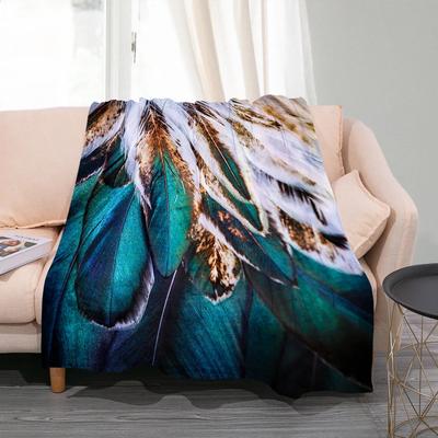 3D Kleurrijke Vogelveer Worpdeken Pauwenveren Mode Flaneldeken Zacht Warm Knus Huis Cadeaus voor Bed Bank Sofa
