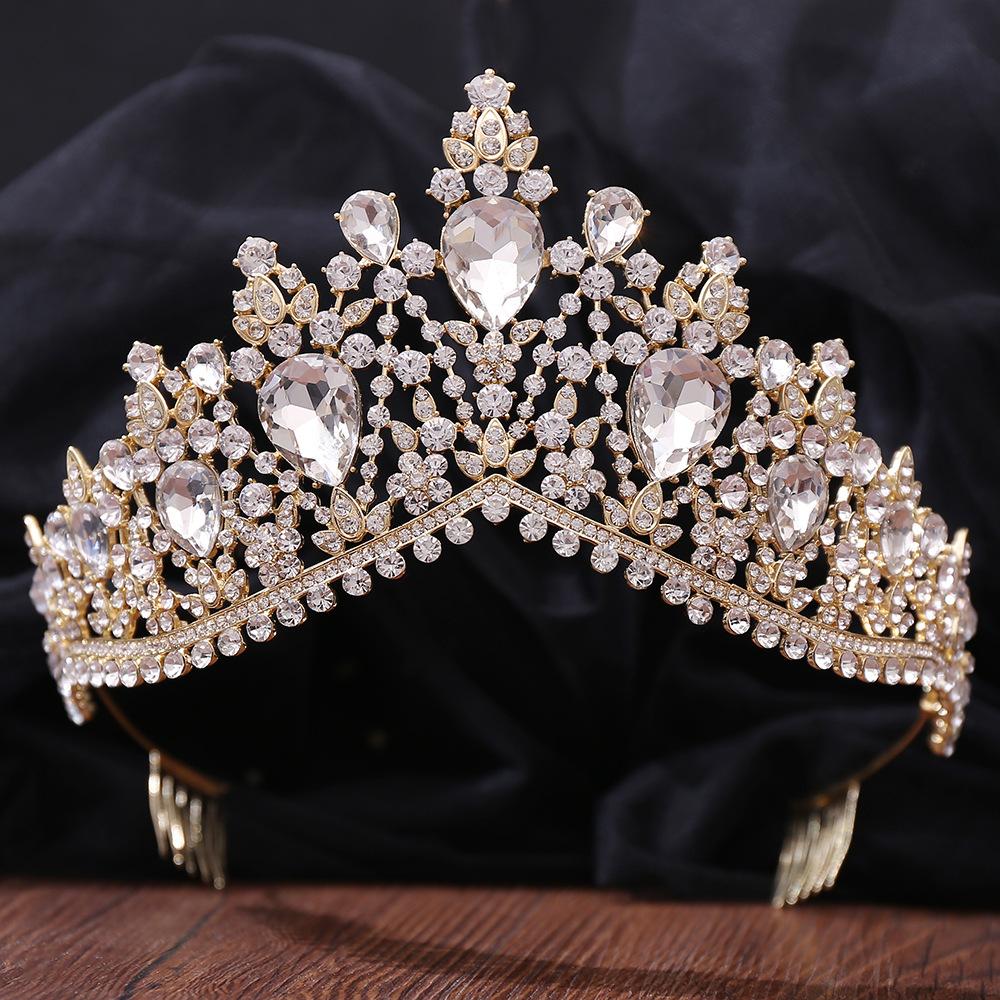 Popular exaggerated stage performance hair accessories crown Baroque multi-color crystal bridal crown with comb