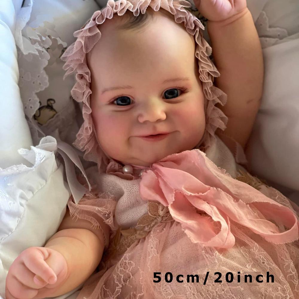 

BZDOLL 50cm 20inch Soft Vinyl Reborn Baby Doll with 3D-Paint Skin and Blood Vessels Toy for Girl Art Lifelike Handmade Newborn Toddler Birthday Gift cloth body doll