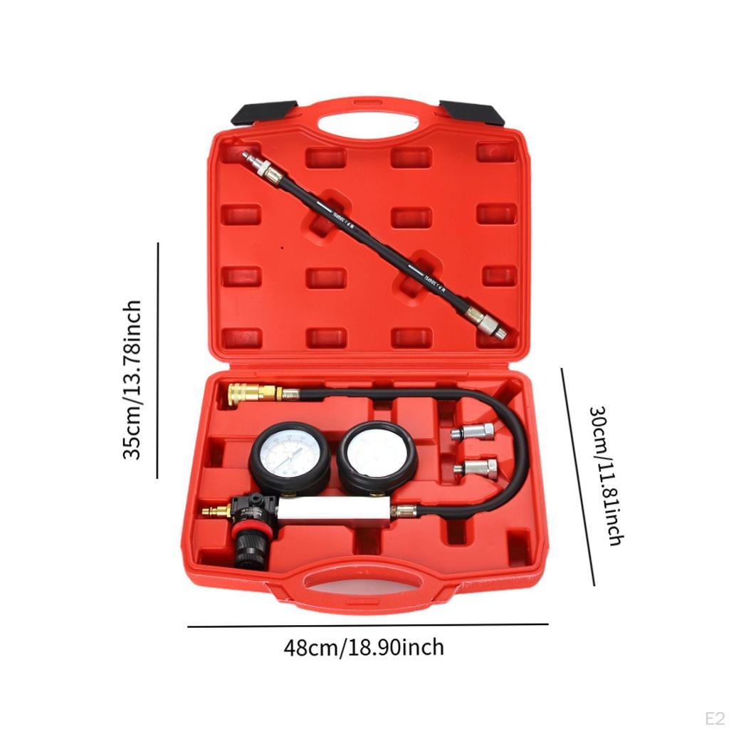 Cylinder Leak Down Tester Kit,Compression Leakage Test Portable Dual Pressure Gauge for Trucks