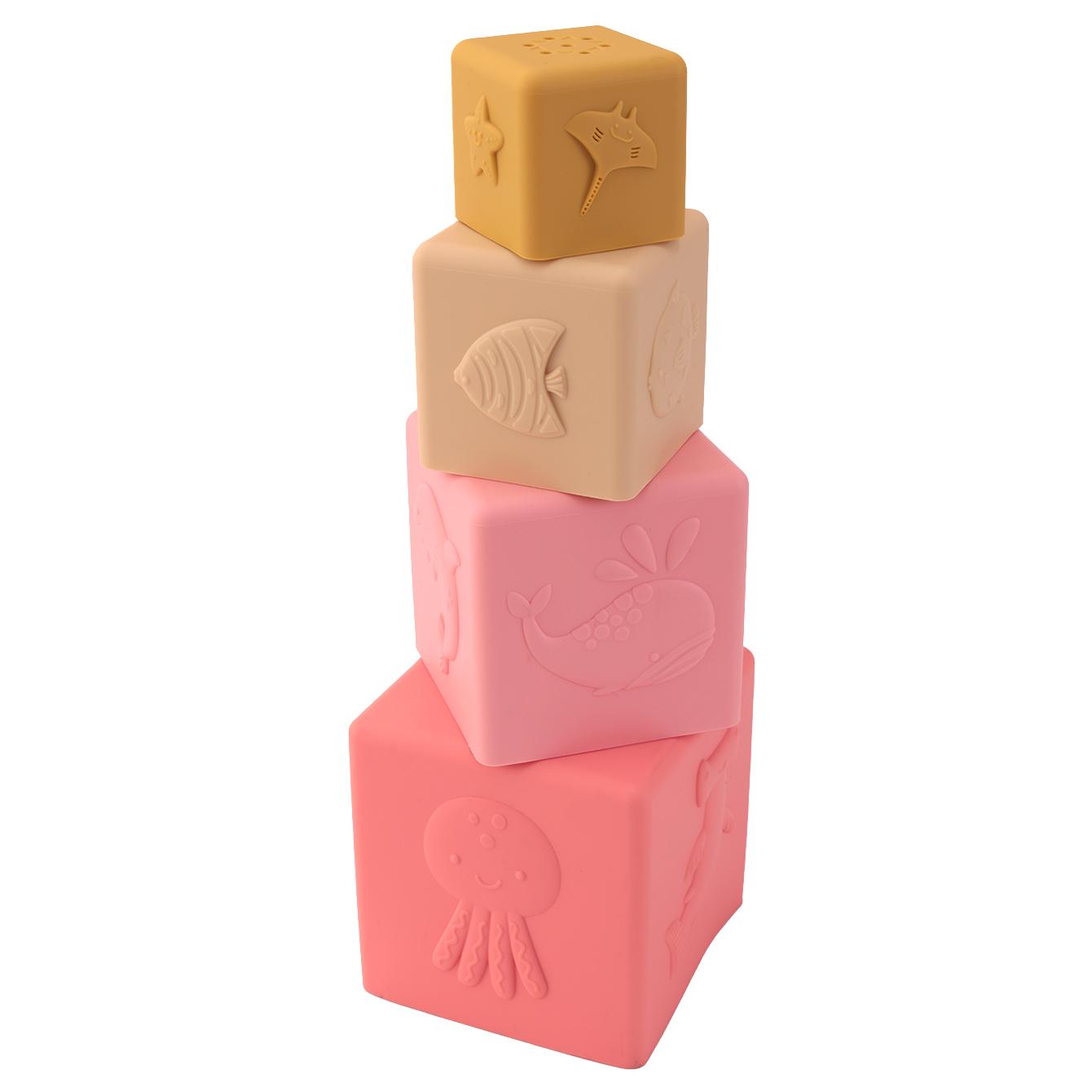 

Color Kids 4 шт. Квадратные силиконовые стаканчики для stacking (складывания друг в друга) Монтессори Детская игрушка для ванны Сенсорный прорезыватель Игрушка для раннего развития nesting (вкладывающаяся) 0-12 мес. Детская игрушка