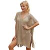 Women's Beach Bikini Top Machine-woven Shirt with Sexy Cutouts and Straps, Beach Skirt Dress Set