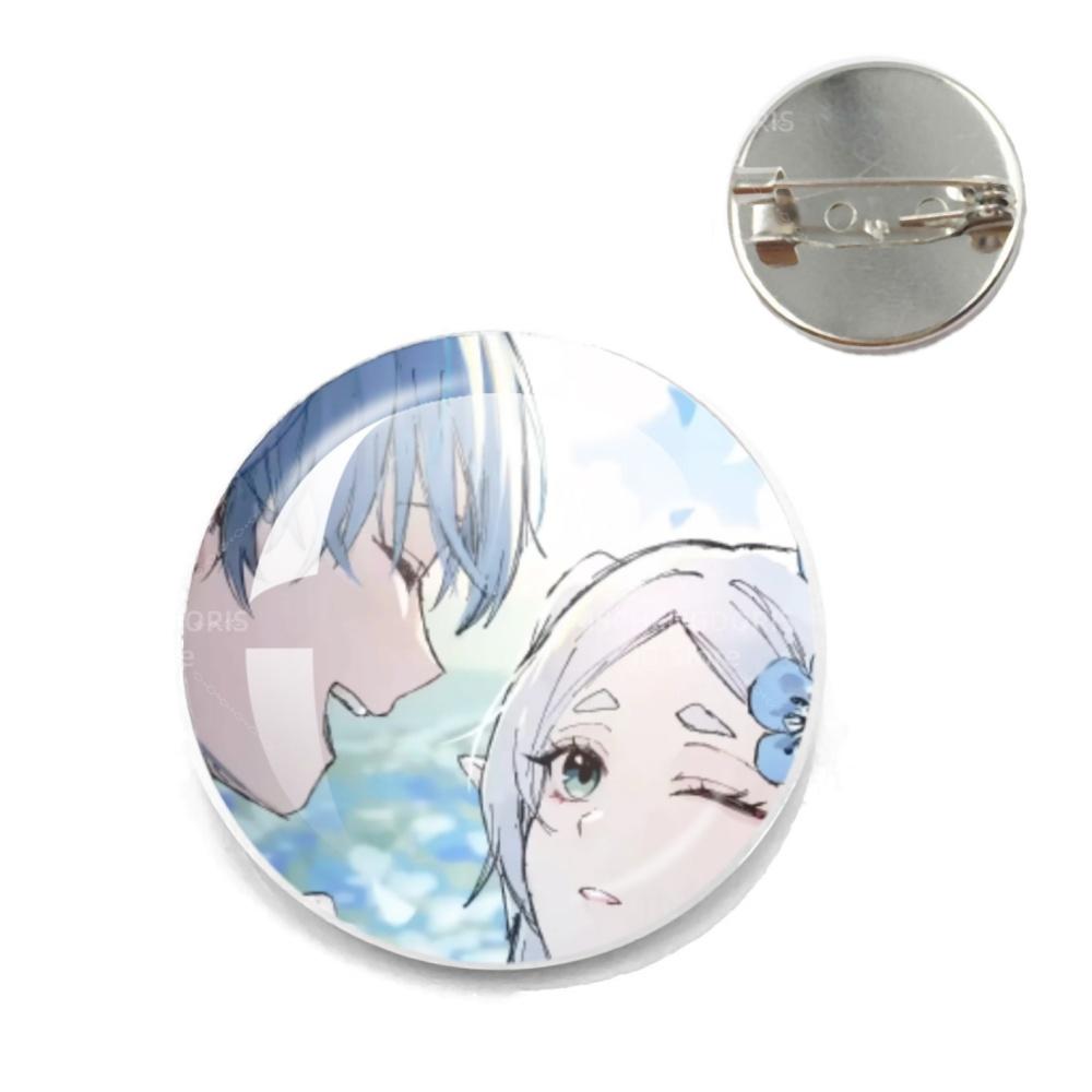 Anime Frieren Pins Cartoon Badge Round Creative Glass Metal Brooches For Backpack Jewelry Accessories Gifts