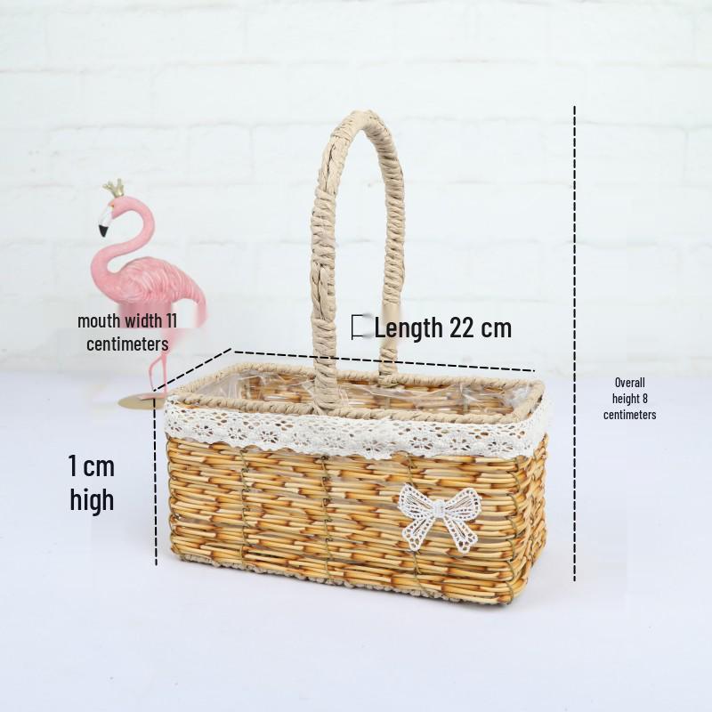 Valentinstag Handgefertigter Rattan Picknick- und Blumenkorb für Hochzeiten und Heimdekoration