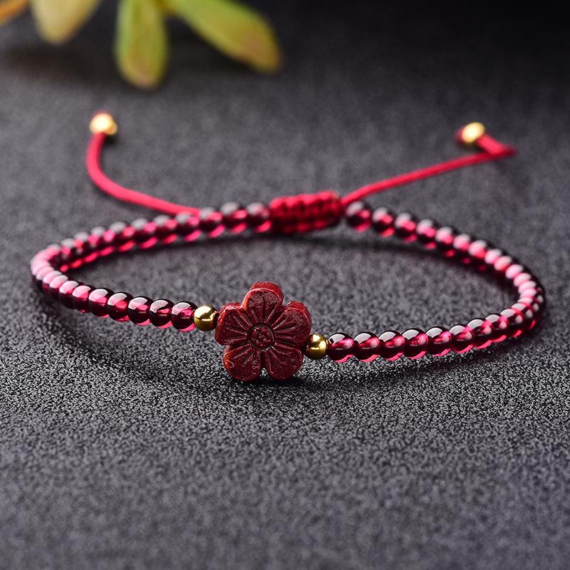 7A Natural Garnet Cinnabar Pi Xiu Women's Bracelet with Raw Ore Purple Gold Sand Elements