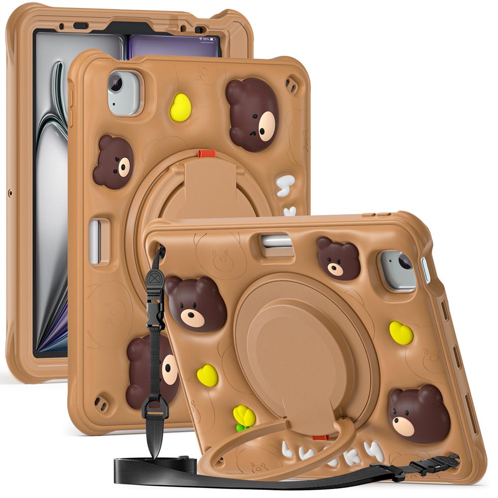 Cartoon Silicone+PC Tablet Cases for IPad Air 11 2026/2025 Case IPad Pro 11 2022/2021 Air 4/5 Air5/Air4 Cover Rotate Stand Shell