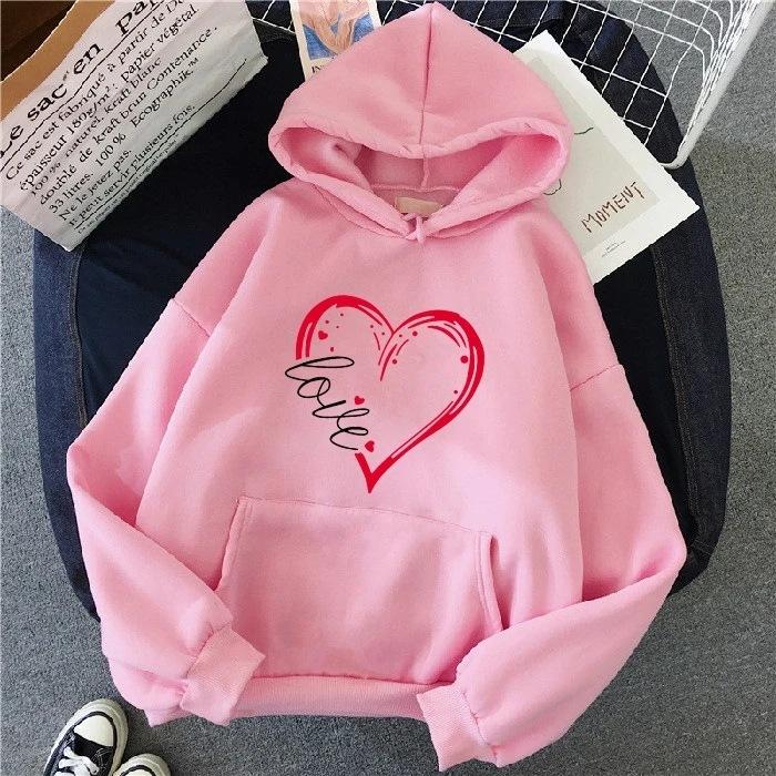 Women Korean Oversized Hoodie  Autumn and Winter New Ladies Loose Fitting Hooded Trend Student Letter Print Sweatshirt