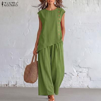 Women Irregular Sleeveless Vest Tops and Pants Summer Two Piece Suit Sets