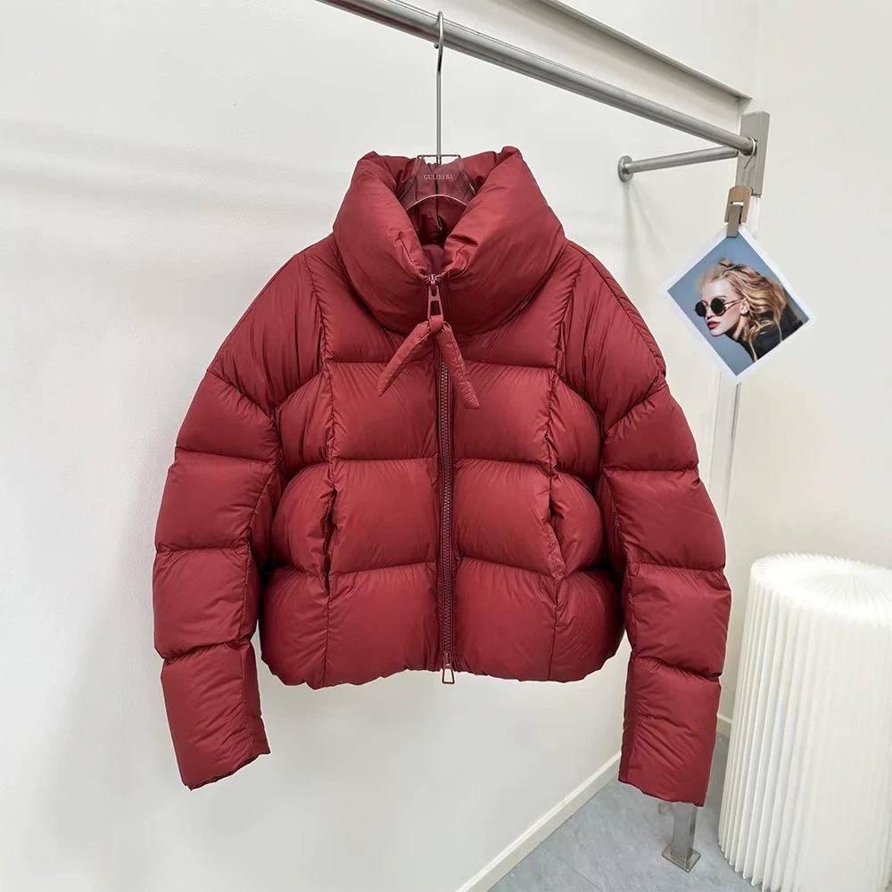 Autumn and winter new puff white duck down jacket women's short small stand-up collar bread jacket thickened warm jacket