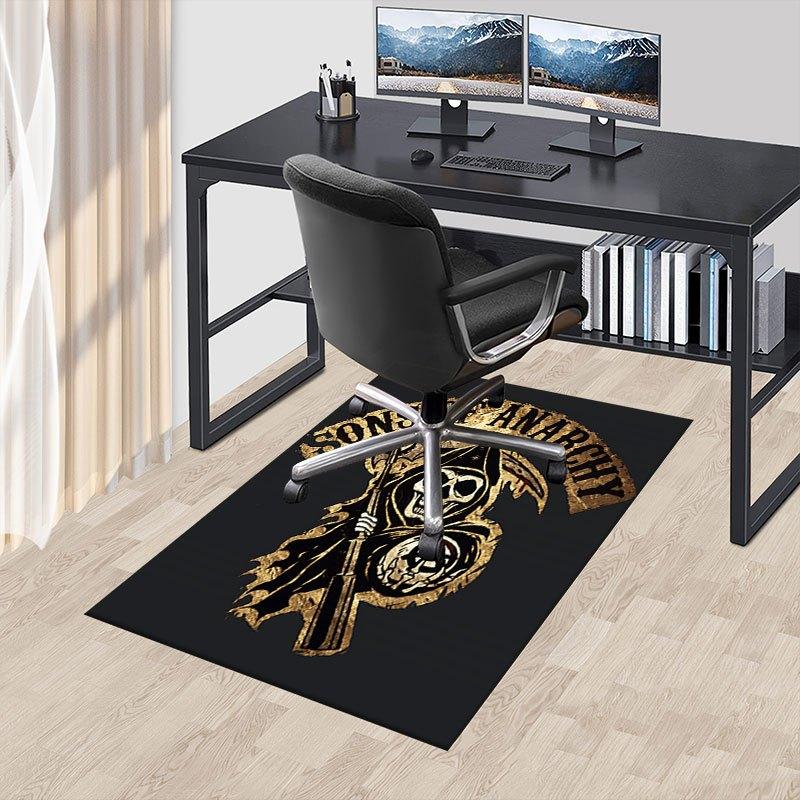 1pc Sons of Anarchy Themed Office Carpet Chair Mats - Durable Polyester Rug for Home Theater, Office, Dorm Room Decor - tA71