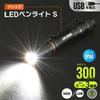 OHM OHM Electric Flashlight USB Rechargeable LED Penlight IPX4 ANSI Standard Compliant Black LHC-R300S-K 08-1391
