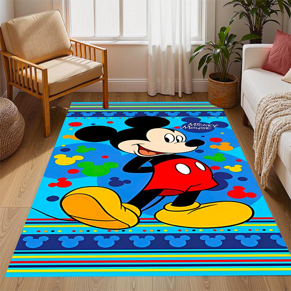 Mickey Mouse Adventure Disney Cartoon Theme Anti-Slip Rug - Polyester, Home Decor, Suitable for Bedrooms, Living Rooms, Doorways, and Studios