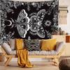 Black White Sun Moon Moth Butterfly Flower Frame Tapestry, Mystical Wall Art for Bedroom Living Room Decor