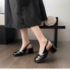 Mary Jane shoes women's 2025 summer new temperament patent leather thick heel bag head high heels shallow mouth pearl chain sandals women