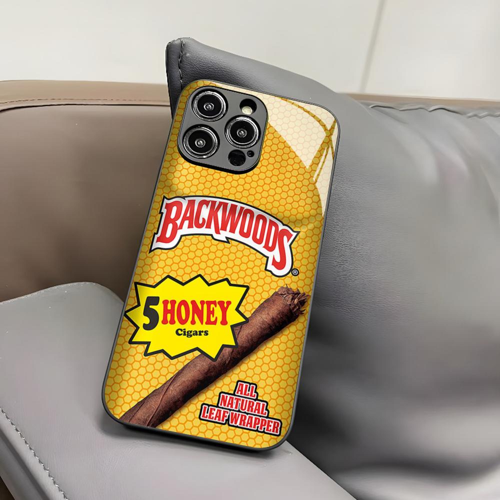 Backwoods Cigars Phone Case for Iphone 17 Air 16 15 14 12 11 13 Pro Max Mini X Xr Xs Puls Black Glass Cover
