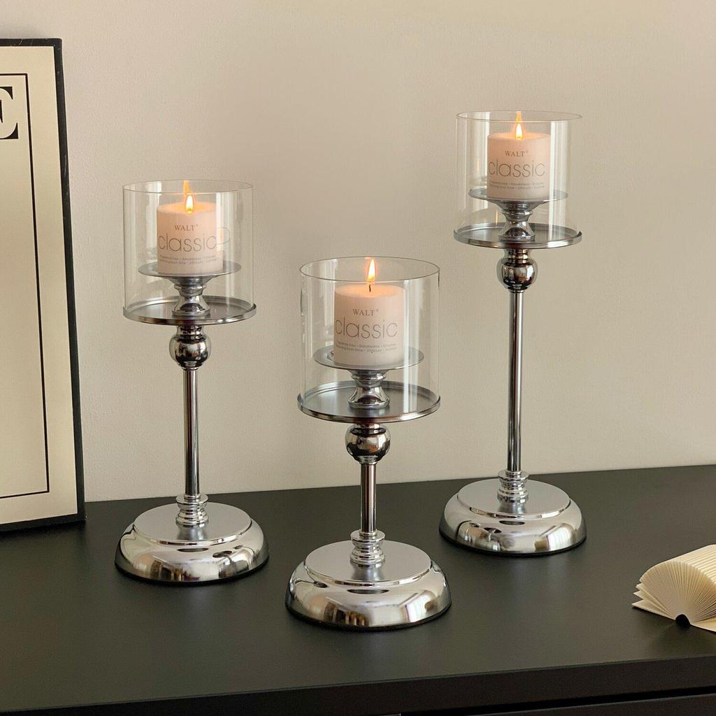 European-Style Retro Candle Holder with Glass Cover - High-Grade New Year Decoration Ornament