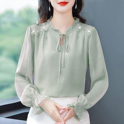 Chiffon Shirt, Women's Temperament, Beautiful Small Shirt, Popular Long Sleeved Top