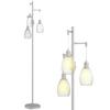 3-Light Floor Lamp, 170cm Industrial Dimmable Standing Lamp with Steel Wire Cage Lampshades for Living Room, Bedroom, Dining Room, Study
