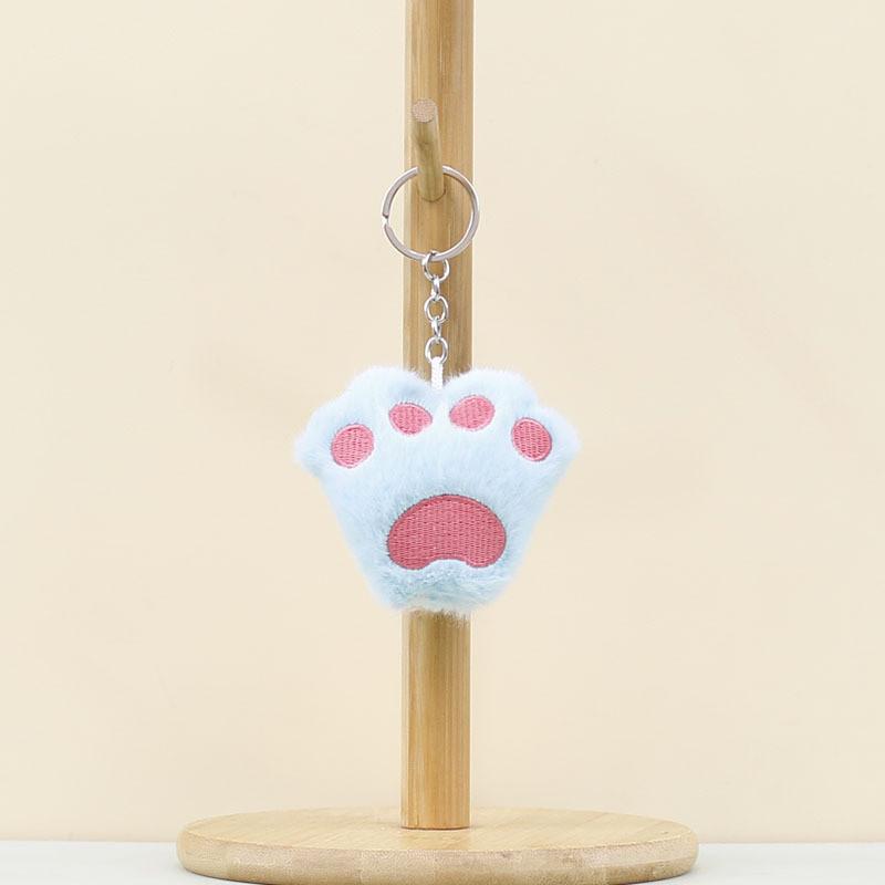 Adorable Plush Cat Paw Keychain Cute Stuffed Animal Accessory For Bags And Keys