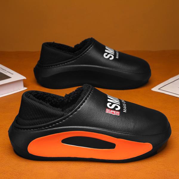 Vodotěsné pánské bavlněné pantofle na podpatku - 2024 nové protiskluzové, venkovní a odolné proti nečistotám, ideální pro podzimní a zimní domácí použití v interiéru