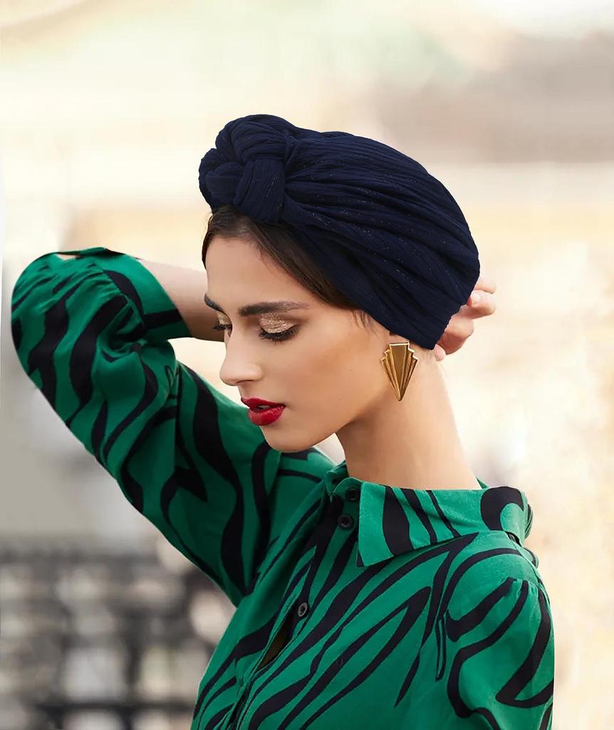 Women's Silver Thread Cross-Knot Beanie - Spring/Autumn Fashion, European & American Style, Adult Wrinkled Pullover Hat