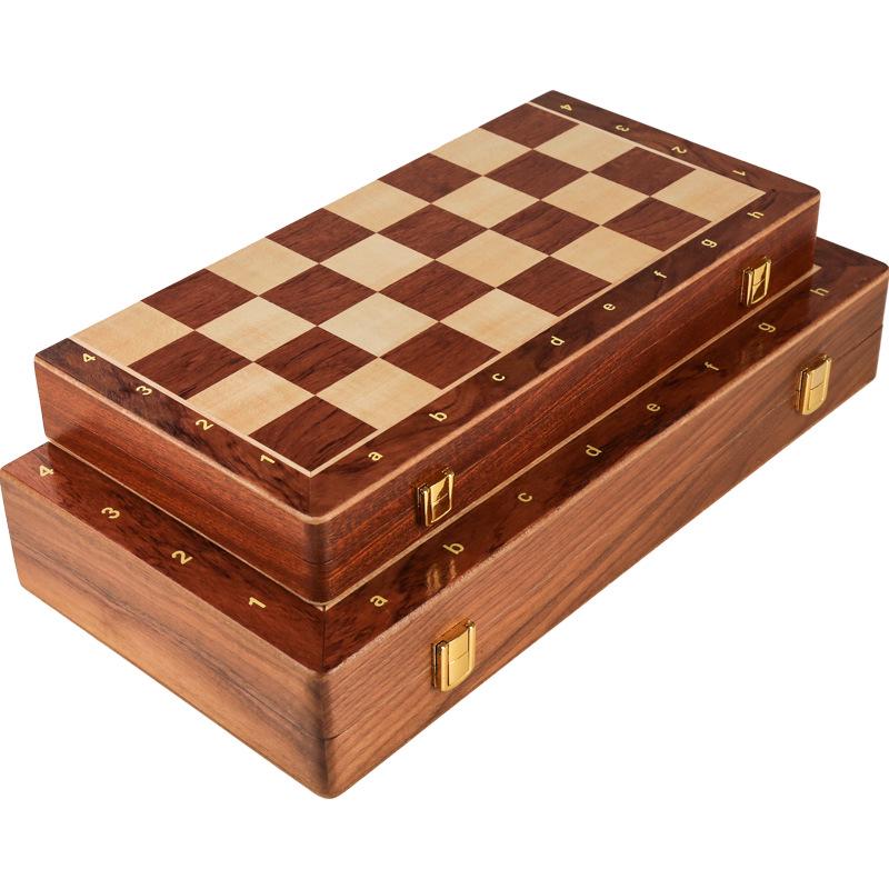 High-End Large Solid Wood Folding Chess Set for Children