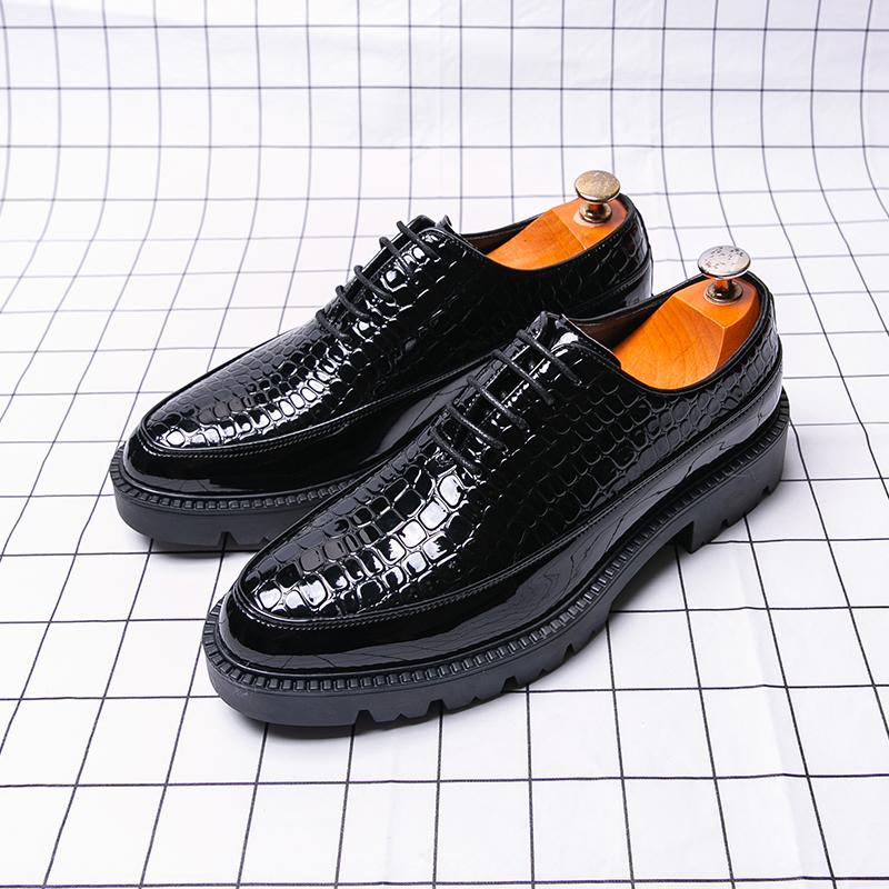 

Модные Классические Мужские Туфли Дерби с Увеличением Роста Мужские На Толстой Подошве Противоскользящие На Шнуровке Деловые Офисные Брендовые Кожаные Туфли Мужские Размеры 38-46 46 чёрный