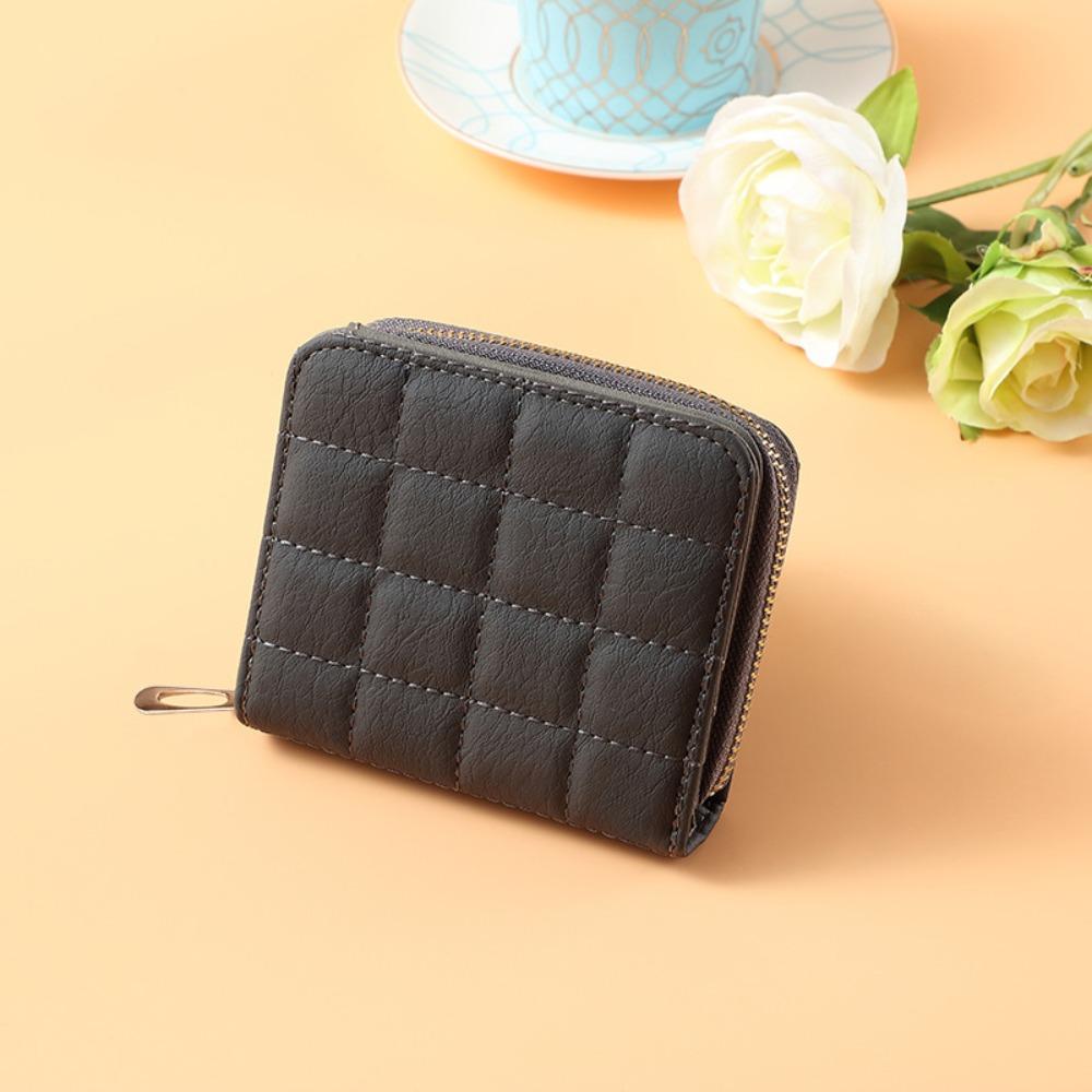 

Fashion PVC Nylon Women Short Wallet Zipper Design Solid Color Coin Purse Large Capacity Card Bag Holder Women Men сірий