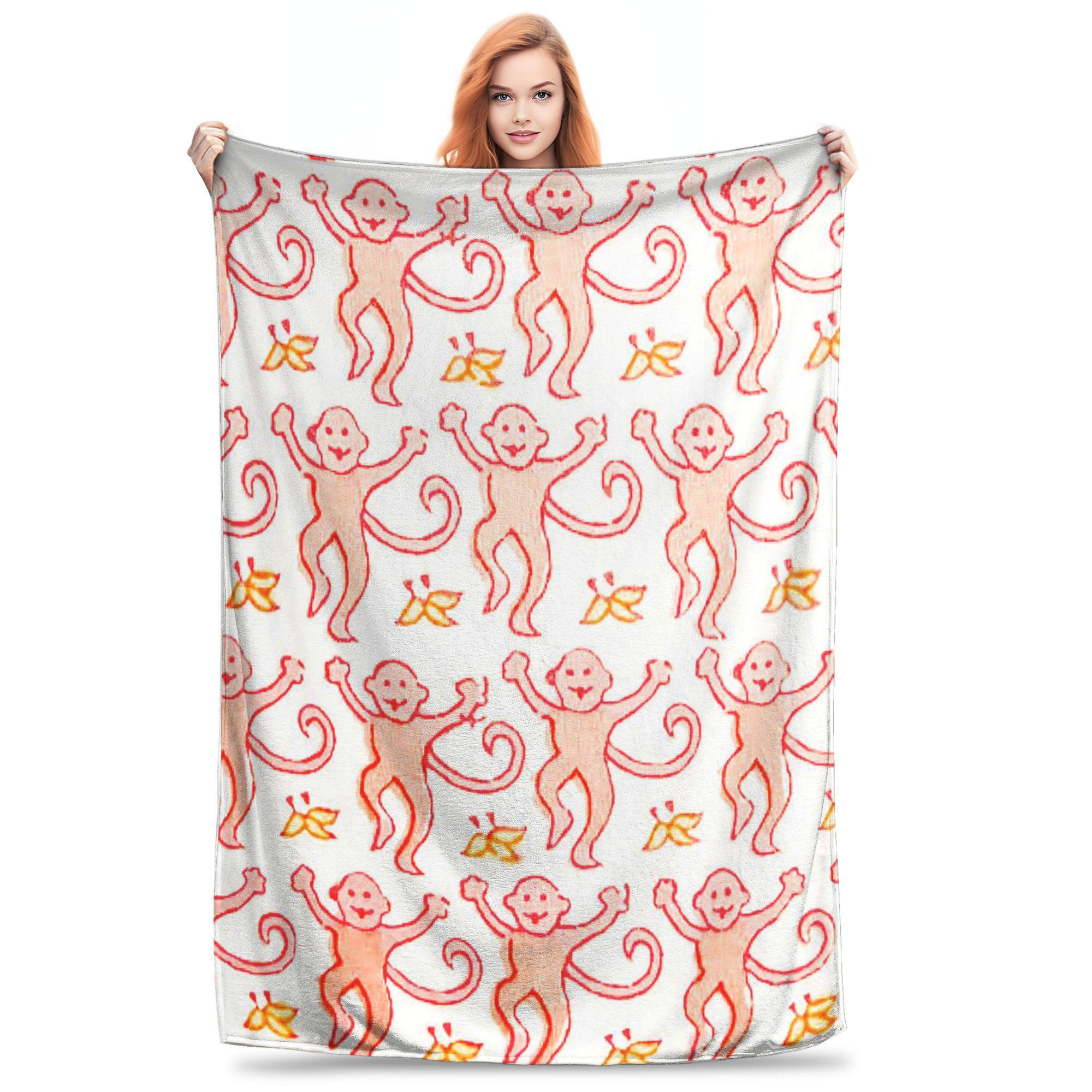 

Preppy Roller Monkeys Rabbit Blanket Warm Fleece Sofa Throw Blanket for Home Bedroom Outdoor Throws Bedspread Quilt 80x120cm