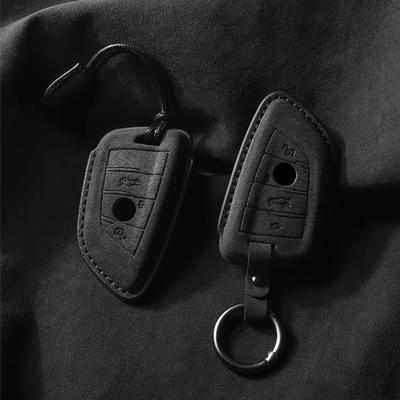 Housse Étui Porte-Clés de Voiture en Cuir Synthétique Daim Pour BMW X1 X3 X5 X6 X7 Série 1 3 5 6 7 G20 G30 G11 F15 F16 F20 G01 G02 Protecteur Porte-Clés